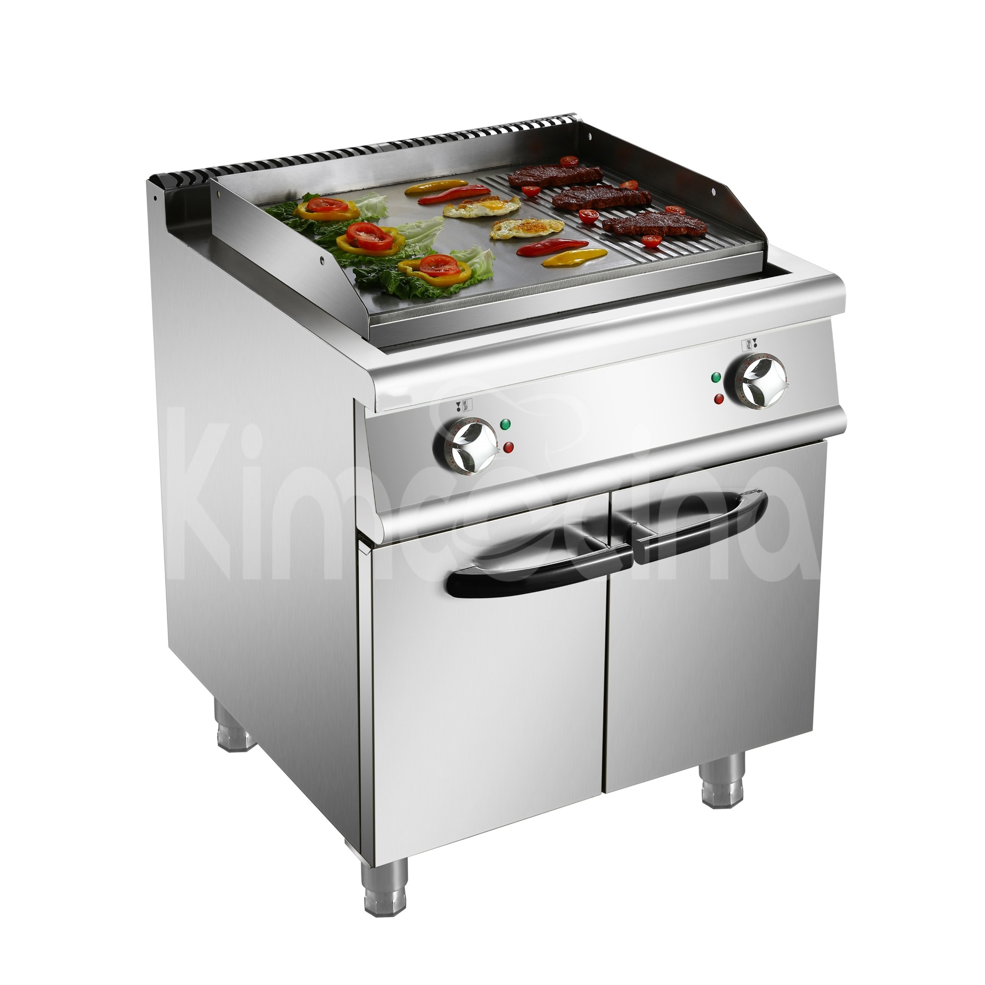kimcocina Electric Griddle(2/3 Flat&1/3 Grooved) with Cabinet