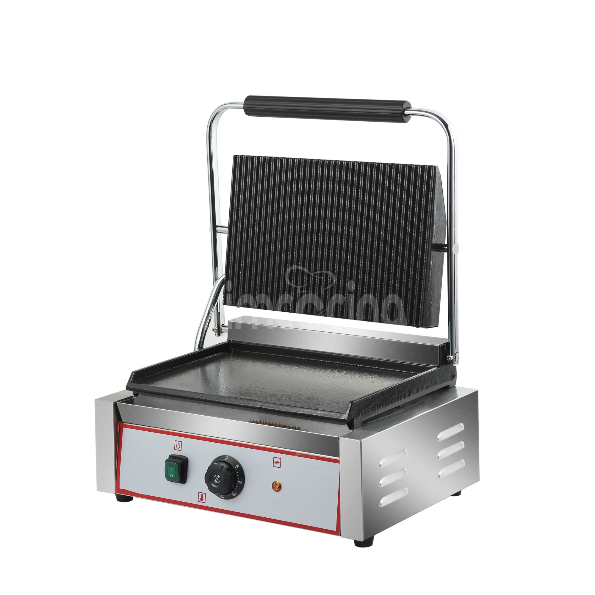 Heavy Duty Panini Contact grill Up Grooved, Down Flat