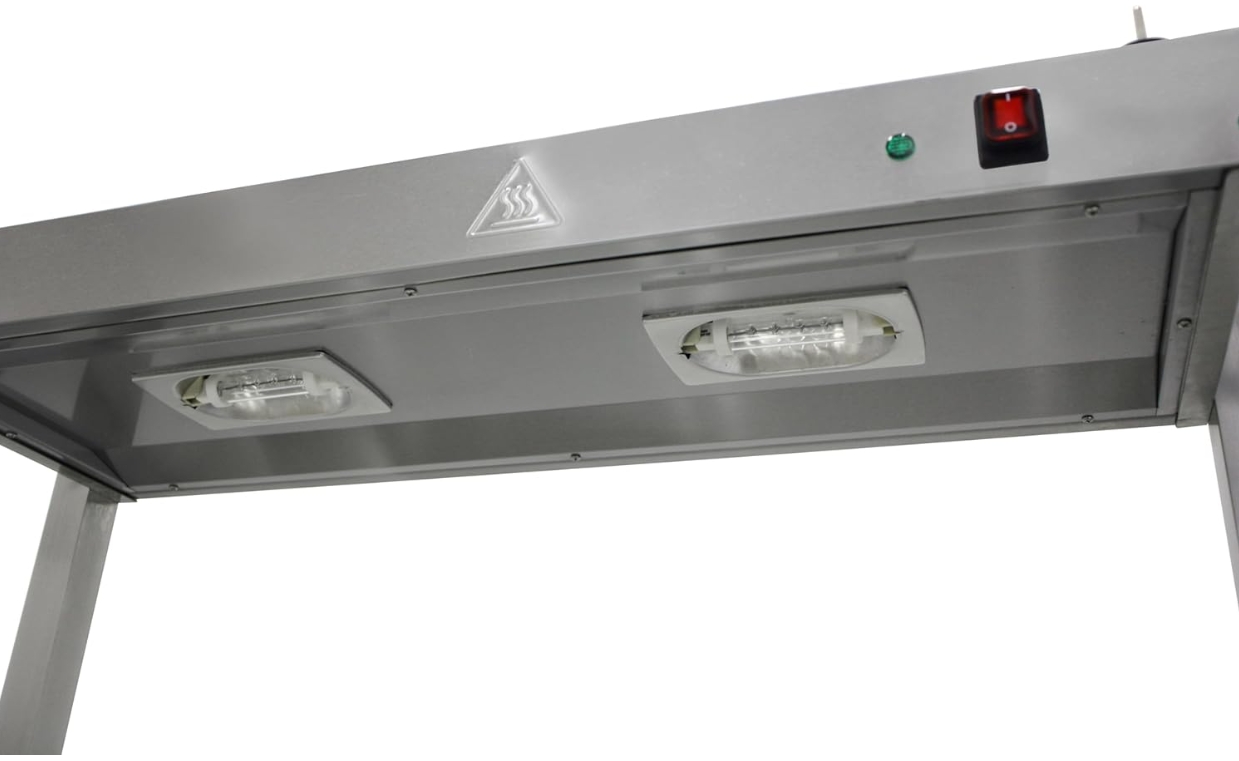 Commercial Gantry Light,Hot Cabinets Food Heating Warmer with Lamp Stainless Steel for Cooked Food Heat Preservation 2x300W Bulbs, 90cm