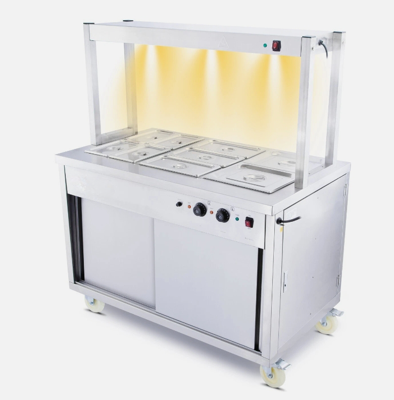 Mobile Wet Bain Marie Top & Hot Cupboard with Heated Buffet Gantry (120cm)