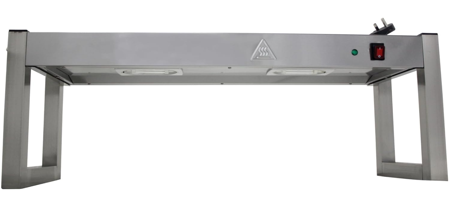 Commercial Gantry Light,Hot Cabinets Food Heating Warmer with Lamp Stainless Steel for Cooked Food Heat Preservation 2x300W Bulbs, 90cm