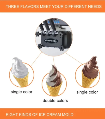 Commercial Soft Ice Cream Machine, 2200W Serve Yogurt Maker, 3 Flavors Ice Cream Machine