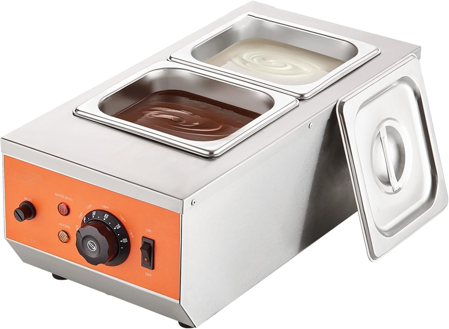 Kimcocina Chocolate Tempering Machine, 9 Lbs 2 Tanks Chocolate Melting Pot with TEMP Control 86~185℉, 800W Stainless Steel Electric Commercial Food Warmer For Chocolate/Milk/Cream Melting and Heating